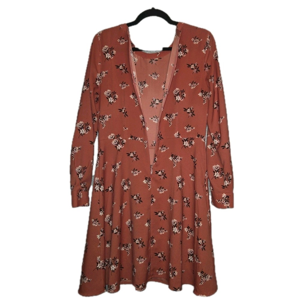 LOFT Floral Pleated Cuff Dress Women's Size 8 Fit & Flare Long Sleeve - Picture 8 of 8